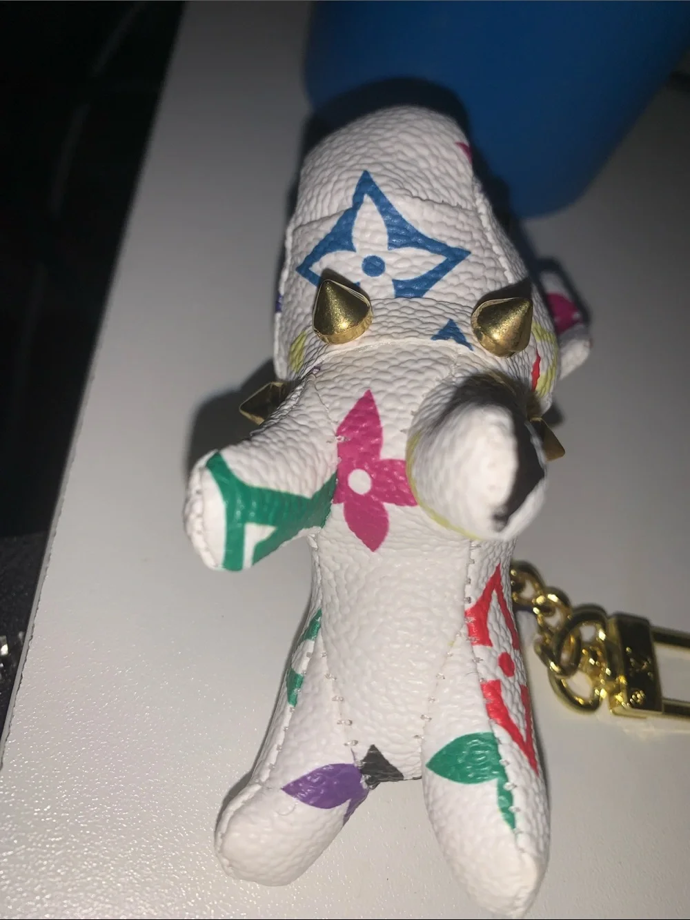 Rare multicolor French bulldog purse/bag charm keychain